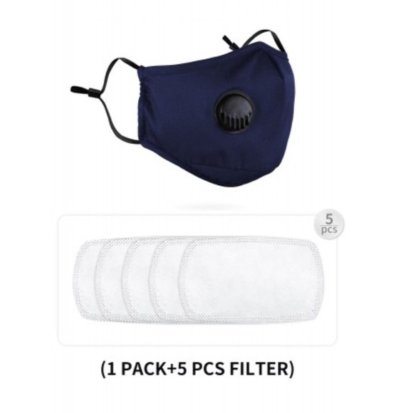 Navy Reusable Breathable Filter Insert Face Mask - Picture 6 of 7